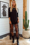 Summer 2026 High Waist Lace Sandalwood Long dress: Black