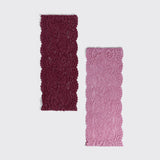 Wide Lace Elastic Headbands 2pc Set - Cherry Lacquer & Dusty Pink