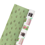 30" x 10' Holiday Reversible Wrapping Paper | Watercolor Presents/Green Watercolor Trees
