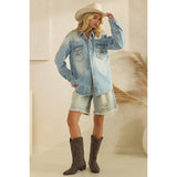 Denim Jacket with Horse Embroidery: Medium Wash