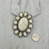 Silver metal with blue turquoise stone oval wild slide