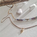 Pika & Bear "Diamond Dog" Double Strand Heishi Bead Necklace with Rhinestone Diamond Drop