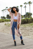 Contrast Mesh Cotton Lace Longline Kimono 🎀: Mocha