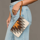 White, Gray & Camel Western Wristlet