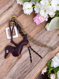 Bag charm and keychain Dog and square: Brown / Synthetic