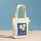 Mini Canvas Bag Charm Pouch with Limone Lemon Graphic & Chain Keyring