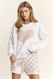 Soft Knit HEART Shape Sweater Top: Cream Beige