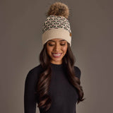 Panache - Cream Small Floral Pattern Knit Pom Hat