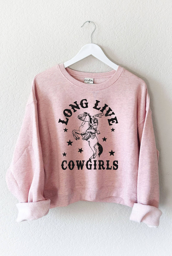 LONG LIVE COWGIRLS Mid Graphic Sweatshirt - Rose