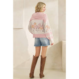 Sweater with Horse Print: Pink