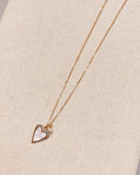 Mother of Pearl Rhinestone Heart Outline Necklace