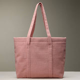 Luxe Terry Irregular Grid Pattern Tote Bag
