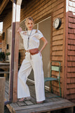Embroidered Shoulder Western Yoke T-Shirt: OFF WHITE