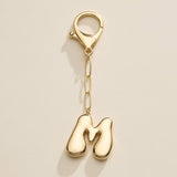 Bubble Letter Initial Keychain – Gold