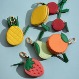 Cherry-Inspired Leather Charm with Dual Zippered Compartments