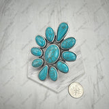 Silver metal with blue turquoise stone flower Ring
