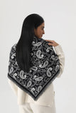 Women Paisley Print Tassel Triangle Scarf Warm Shawl Wrap: Mocha