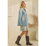 Denim Jacket with Horse Embroidery: Medium Wash