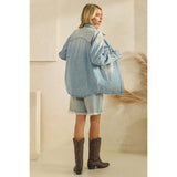 Denim Jacket with Horse Embroidery: Medium Wash