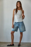 Knit Cotton Ribbed Round Neck Sleeveless Tank Top: Taupe