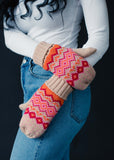 Blush, Pink & Orange Patterned Mittens