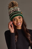 Panache - Cream Deer Winter Pattern Pom Hat