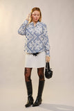 Western Printed Long Sleeve Button-Up Shirt: OFF WHITE RUST
