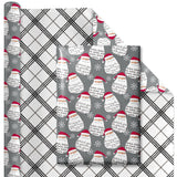 30" x 10' Holiday Reversible Wrapping Paper | Merry Santa Face/Black and White Plaid