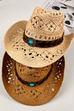 Boho Raffia Cowboy Hat: Eco Western Hat: Mocha