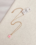 Gold Cherry Blossom Enamel Flower Necklace