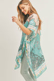 Boho Print Kimono: Turquoise