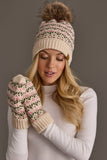 Panache - Cream & Pink Floral Pattern Pom Hat