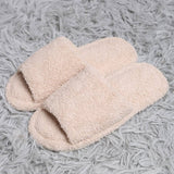 Open Toe Solid Luxury Soft Home Slippers: Beige / S/M