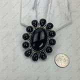 Silver metal with blue turquoise stone oval wild slide