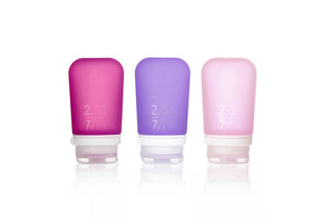 GoToob+ 3-Pack Refillable Silicone Travel Bottles: Medium 2.5 fl oz / 74 ml