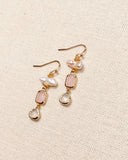 Romantic Gold Freshwater Keshi Pearl Pink Dangle Earrings
