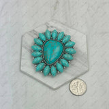 Silver metal with blue turquoise stone western rag slide