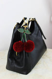 Genuine Rabbit Fur Cherry Bag Charm – Plush Bag Accent
