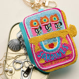 Beaded Sardine Coin Purse Keychain – Pink