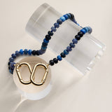 Colorful Beaded Bag Charm with Gold Clasp Trendy Accessory: Blue