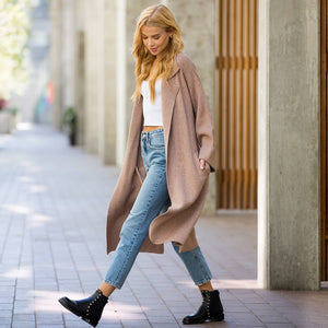 EFFORTLESS KNITTED TRENCH COAT: LATTE