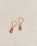 Gold Freshwater Pearl Drop Huggie Earrings