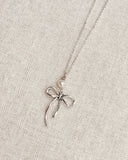 Bow Pearl Pendant Necklace – Gold, Rose Gold & Silver: Silver