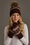 Panache - Brown, Mocha & Lt. Taupe Patterned Pom Hat