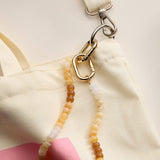Colorful Beaded Bag Charm with Gold Clasp Trendy Accessory: Brown