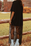 Summer 2026 High Waist Lace Sandalwood Long dress: Black