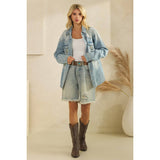 Denim Jacket with Horse Embroidery: Medium Wash
