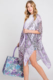 Paisley Flower Print Kimono: Purple