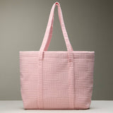 Luxe Terry Irregular Grid Pattern Tote Bag