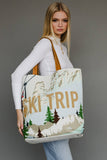 Lt. Blue Ski Trip Scene Tote